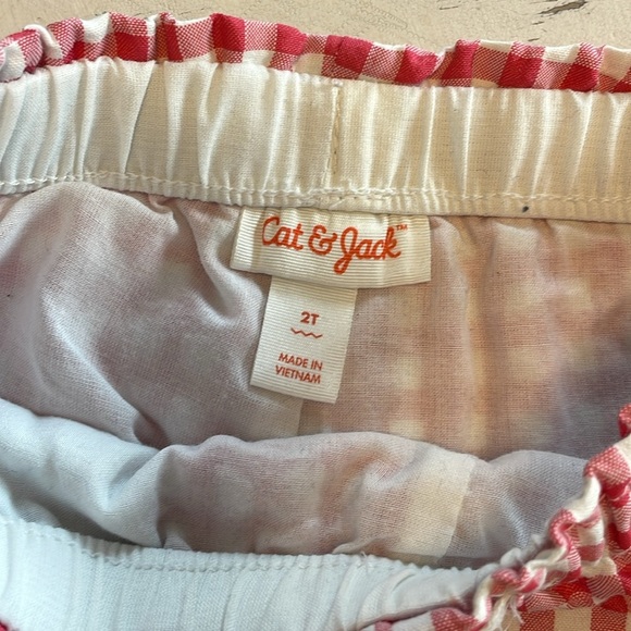 Cat & Jack 2T Strawberry Shirt and Gingham Shorts - Picture 6 of 7